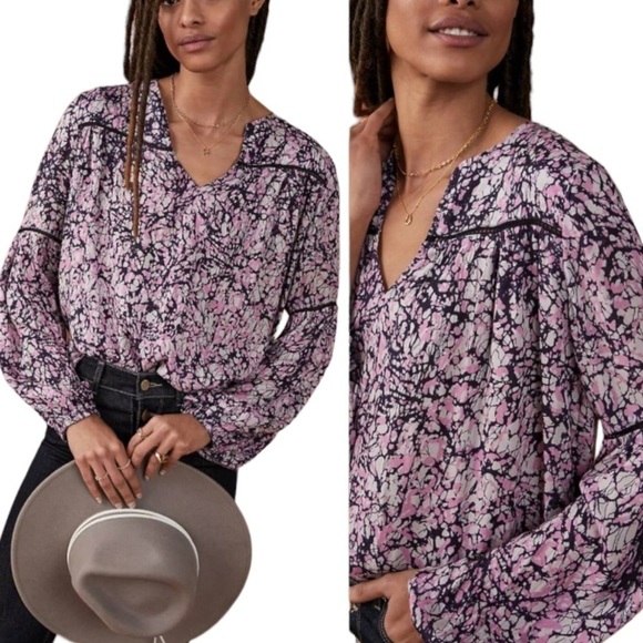 Anthropologie Love the Label Heloise Blouse Top Graphic Print - Picture 1 of 5
